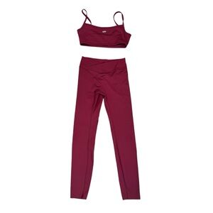 FOUR THREE SEVEN 437 The V Legging And Top Burgundy Red Size S Activewear Yoga